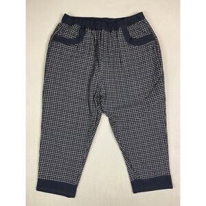 Buykud Pants Womens 3XL Black Striped Tapered Elastic Waist Linen Bland Jogger